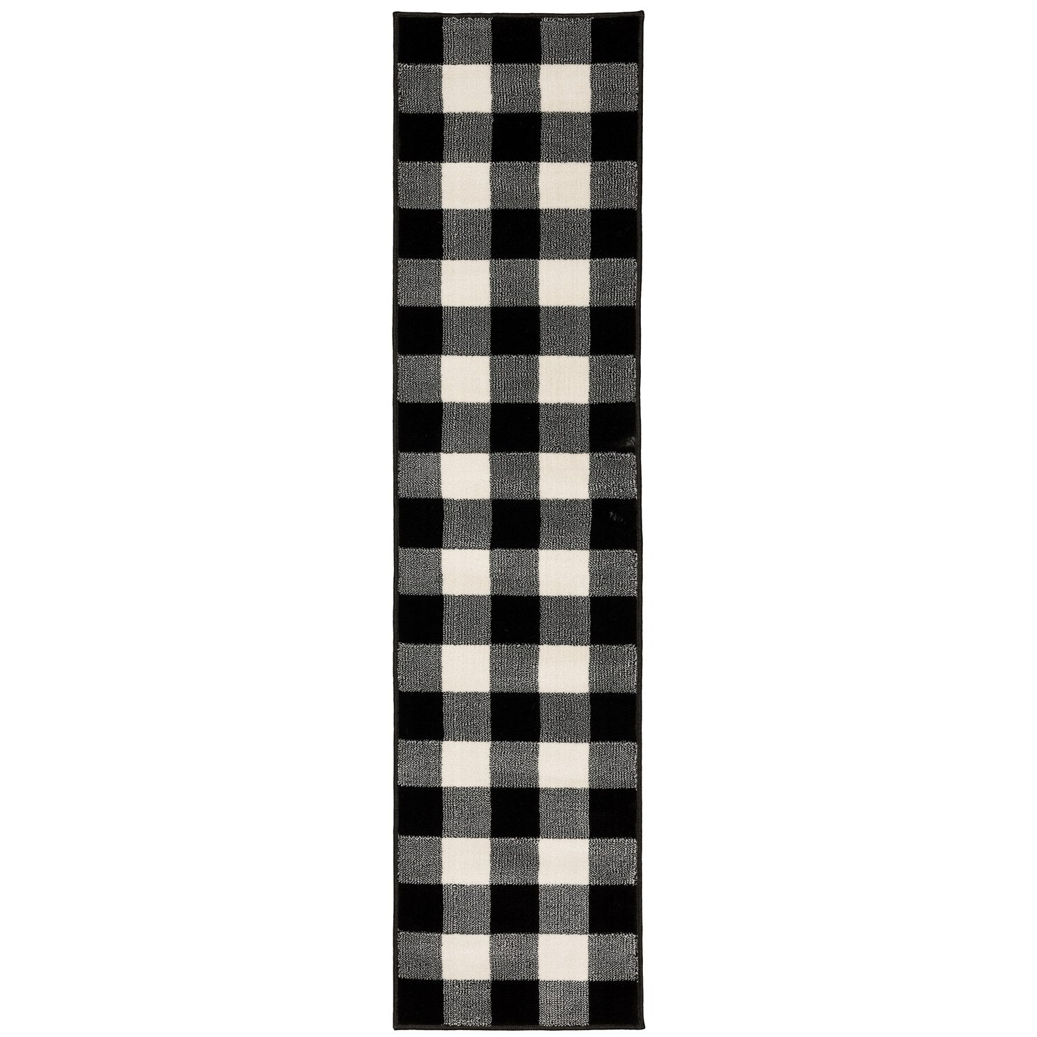 Georgia Buffalo Check Black Ivory Farmhouse Rug - Georgia 678D0 #_shape=Runner