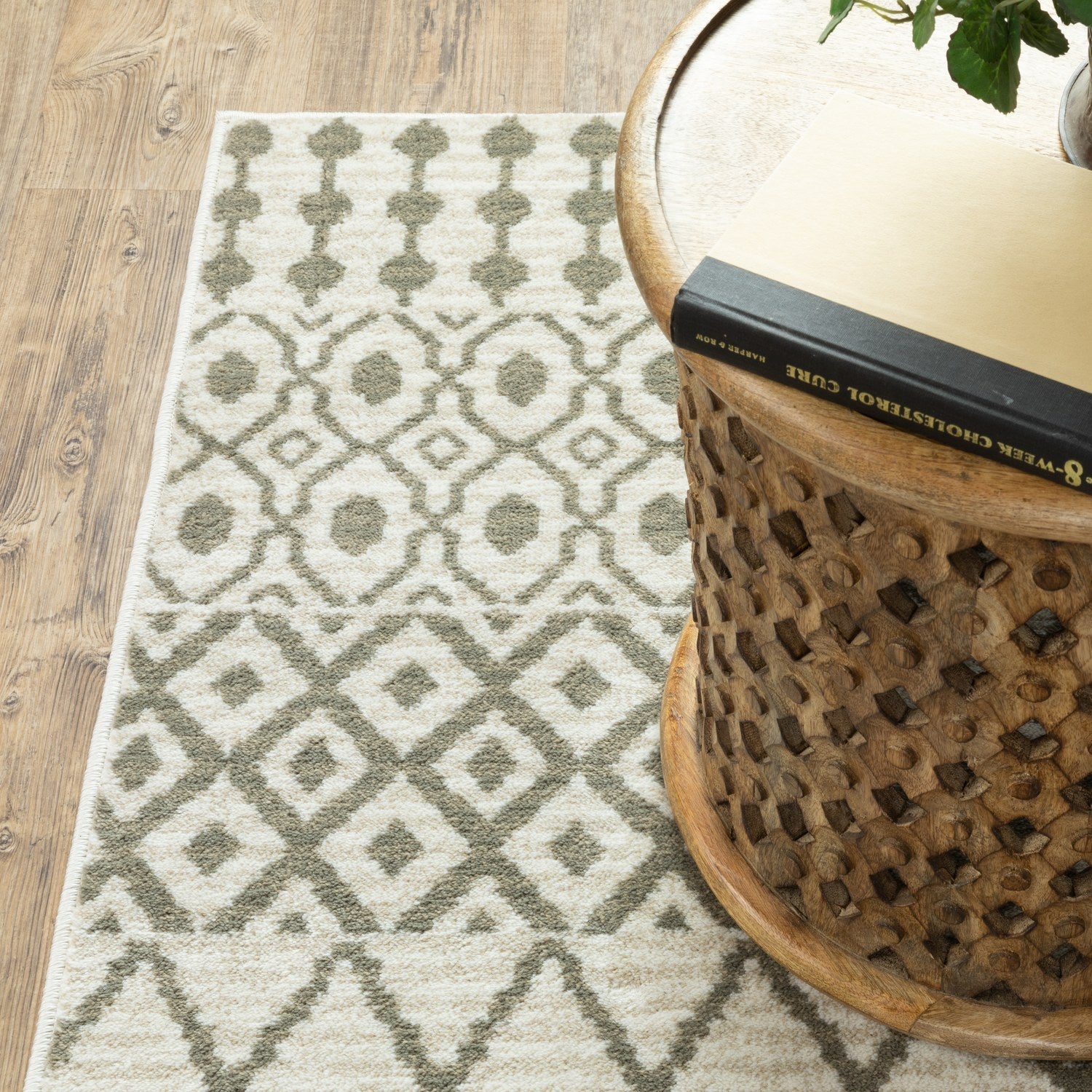 Georgia Moroccan Trellis Ivory Grey Farmhouse Rug - Georgia 717B0
