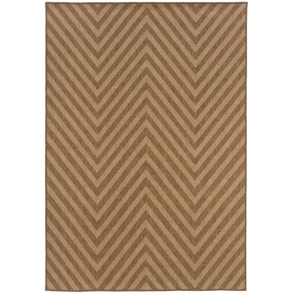 Karavia Chevron Tan Seagrass Look Indoor Outdoor Rug - Karavia 1330X #_shape=Rectangle