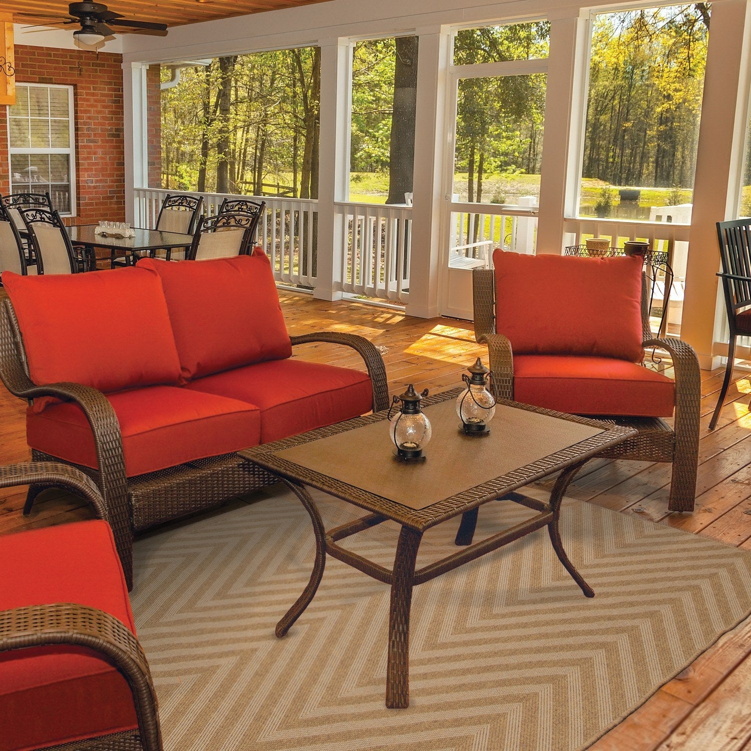 Karavia Chevron Tan Seagrass Look Indoor Outdoor Rug - Karavia 1330X