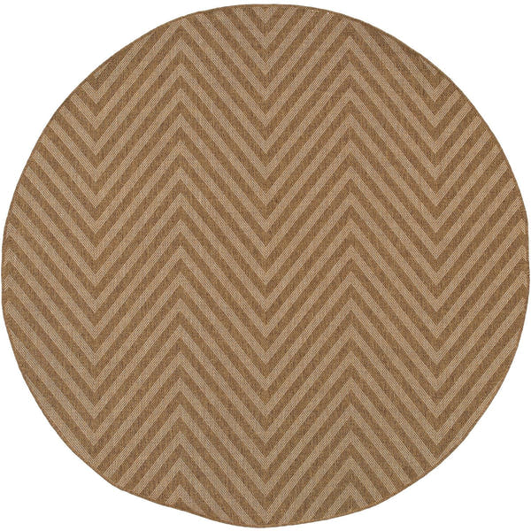 Karavia Chevron Tan Seagrass Look Indoor Outdoor Rug - Karavia 1330X #_shape=Round