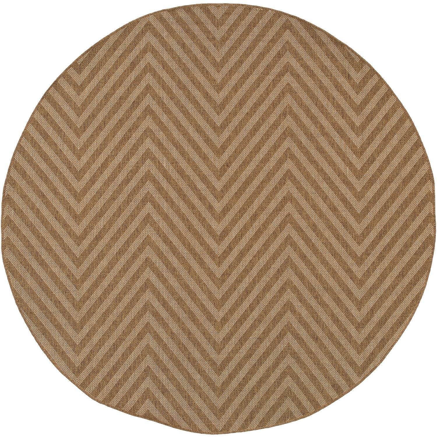 Karavia Chevron Tan Seagrass Look Indoor Outdoor Rug - Karavia 1330X #_shape=Round