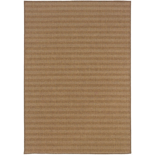 Karavia Pinstripe Tan Seagrass Look Indoor Outdoor Rug - Karavia 001X3 #_shape=Rectangle