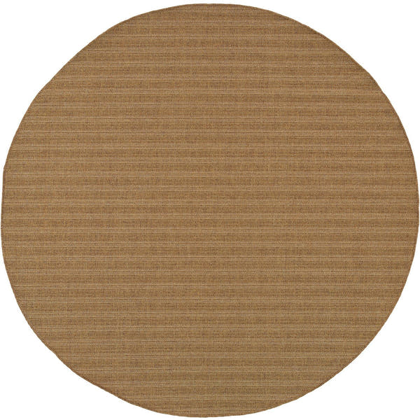 Karavia Pinstripe Tan Seagrass Look Indoor Outdoor Rug - Karavia 001X3 #_shape=Round