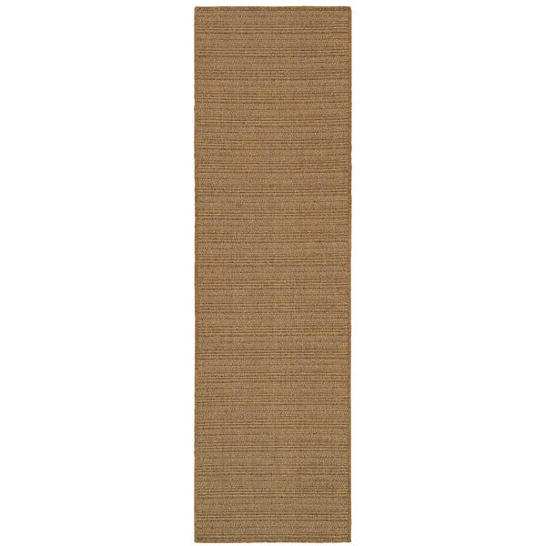 Karavia Pinstripe Tan Seagrass Look Indoor Outdoor Rug - Karavia 001X3 #_shape=Runner