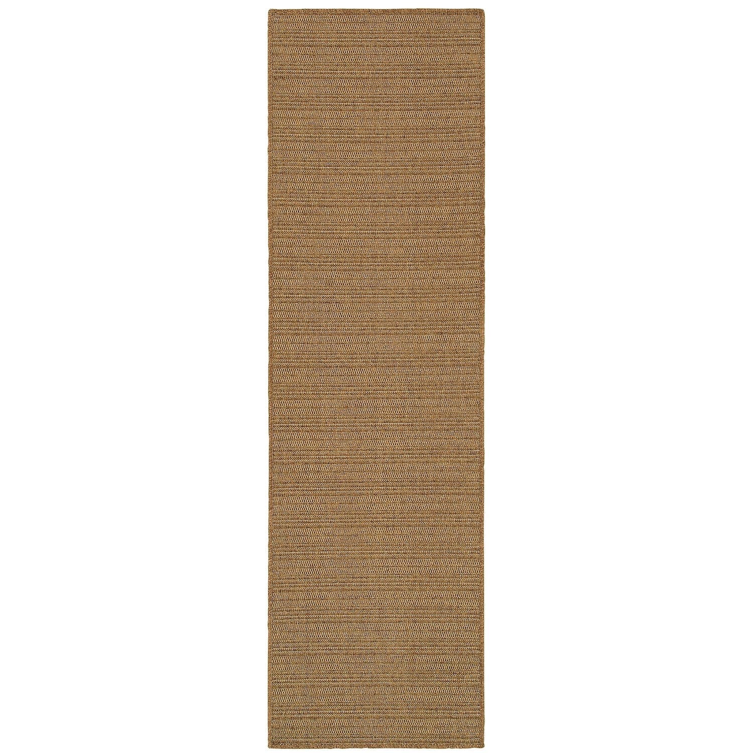 Karavia Pinstripe Tan Seagrass Look Indoor Outdoor Rug - Karavia 001X3 #_shape=Runner