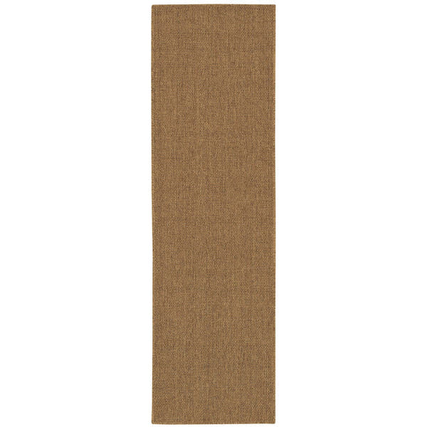 Karavia Solid Caramel Seagrass Look Indoor Outdoor Rug - Karavia 2061N #_shape=Runner