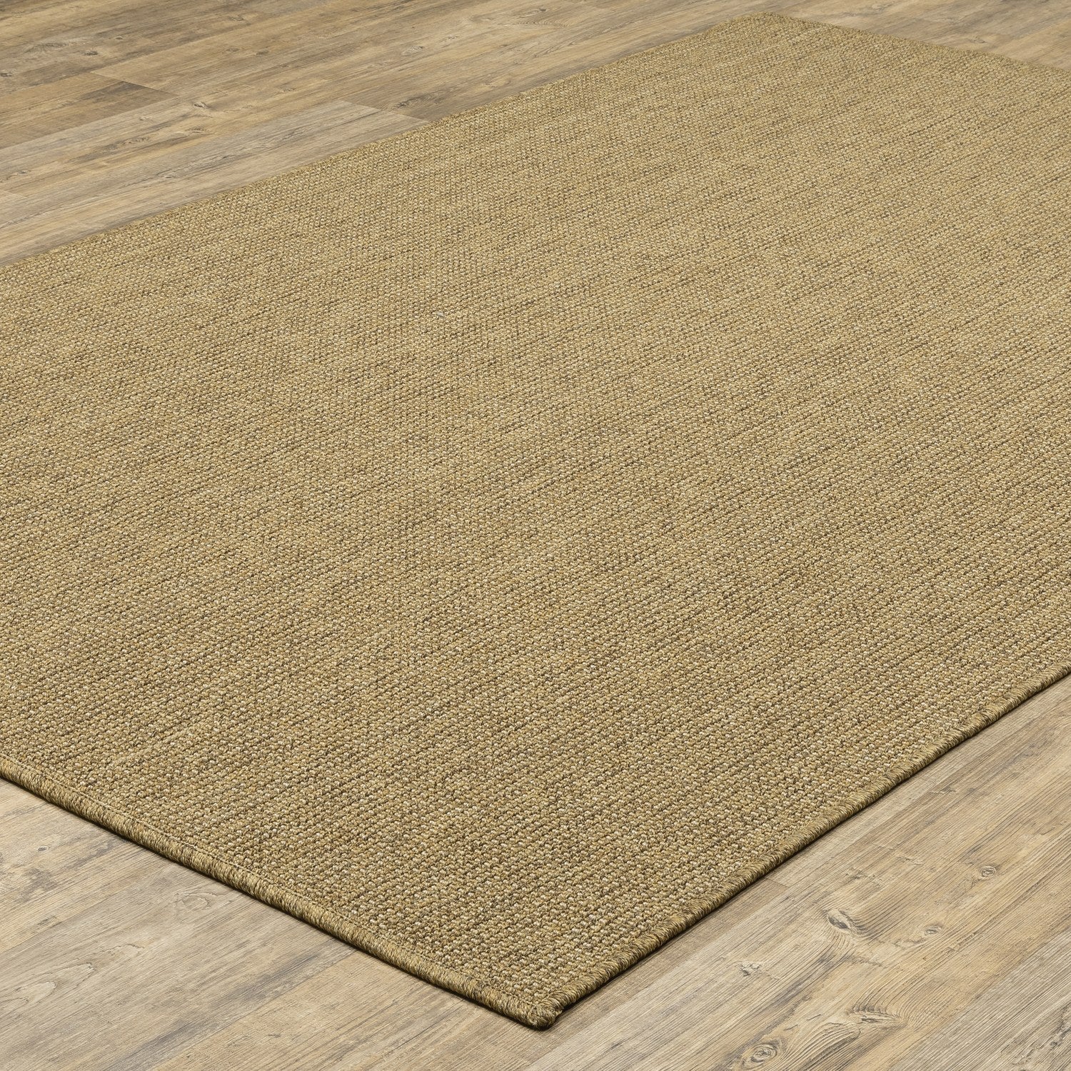 Karavia Solid Tan Seagrass Look Indoor Outdoor Rug - Karavia 2068X