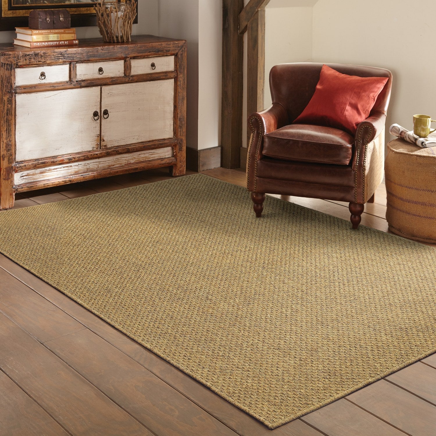 Karavia Solid Mocha Seagrass Look Indoor Outdoor Rug - Karavia 2160N