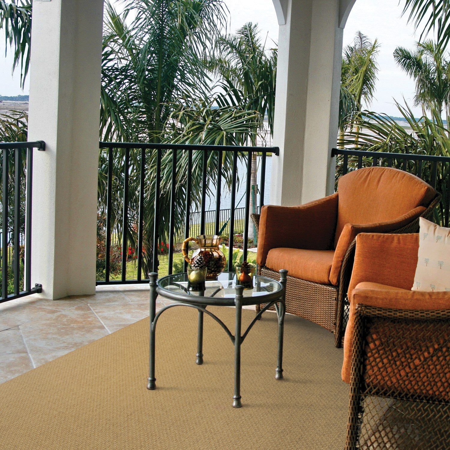 Karavia Solid Mocha Seagrass Look Indoor Outdoor Rug - Karavia 2160N