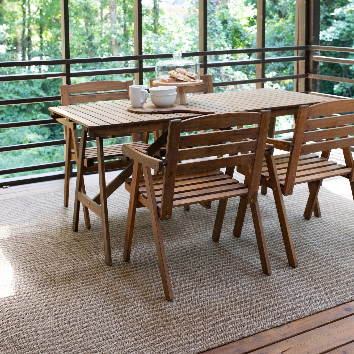 Karavia Pinstripe Terracotta Seagrass Look Indoor Outdoor Rug - Karavia 550X3