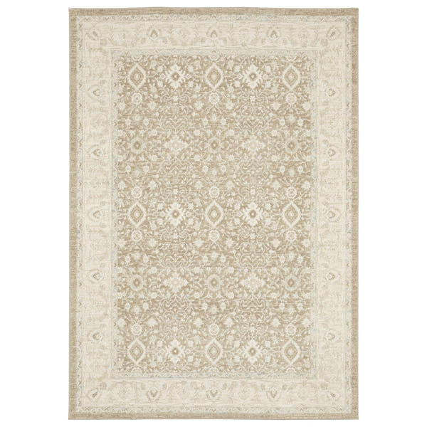 Lauren Bordered Oriental Light Brown High-Low Distressed Rug - Lauren LRN02 #_shape=Rectangle #_shape=Runner