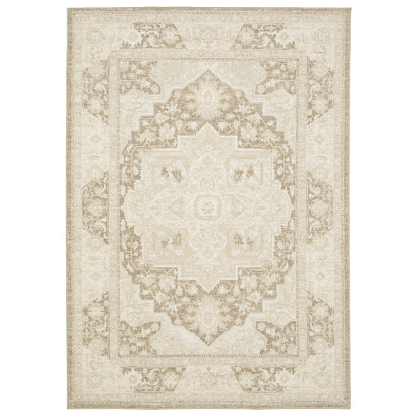 Lauren Vintage Medallion Light Brown High-Low Distressed Rug - Lauren LRN06 #_shape=Rectangle #_shape=Runner