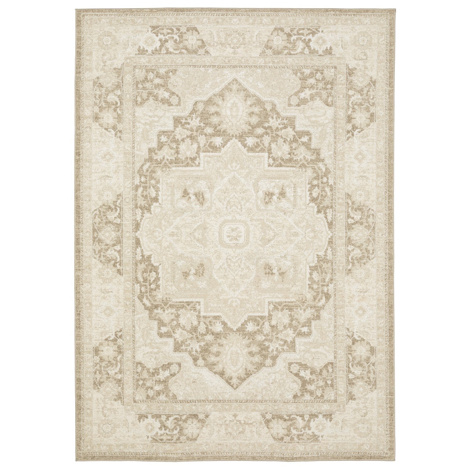 Lauren Vintage Medallion Light Brown High-Low Distressed Rug - Lauren LRN06 #_shape=Rectangle #_shape=Runner