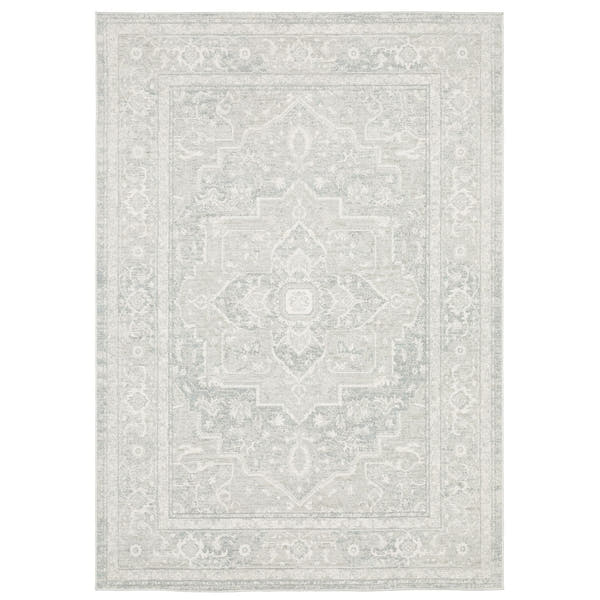 Lauren Vintage Medallion Grey High-Low Distressed Rug - Lauren LRN07 #_shape=Rectangle #_shape=Runner