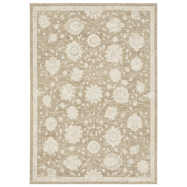 Lauren Floral Vine Light Brown High-Low Distressed Rug - Lauren LRN10 #_shape=Rectangle #_shape=Runner