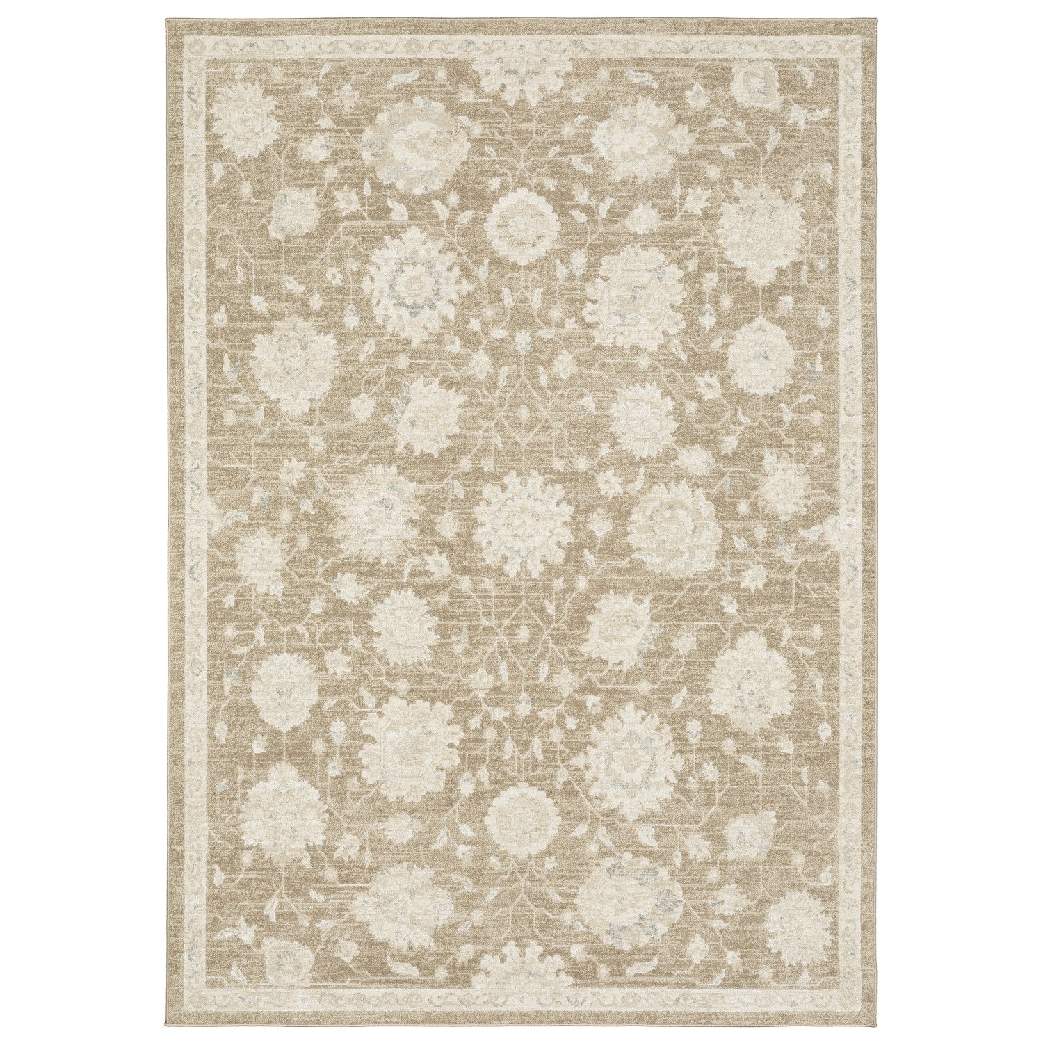 Lauren Floral Vine Light Brown High-Low Distressed Rug - Lauren LRN10 #_shape=Rectangle #_shape=Runner