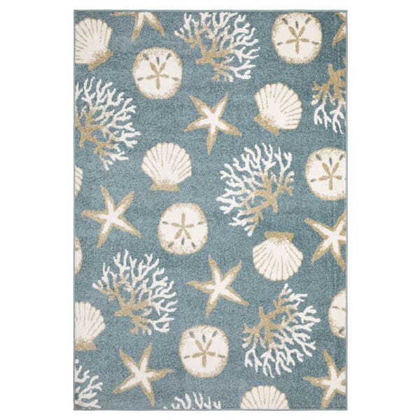 Quinn Seashell Blue Beige Textured Frieze Rug - Quinn QUI01 #_shape=Rectangle