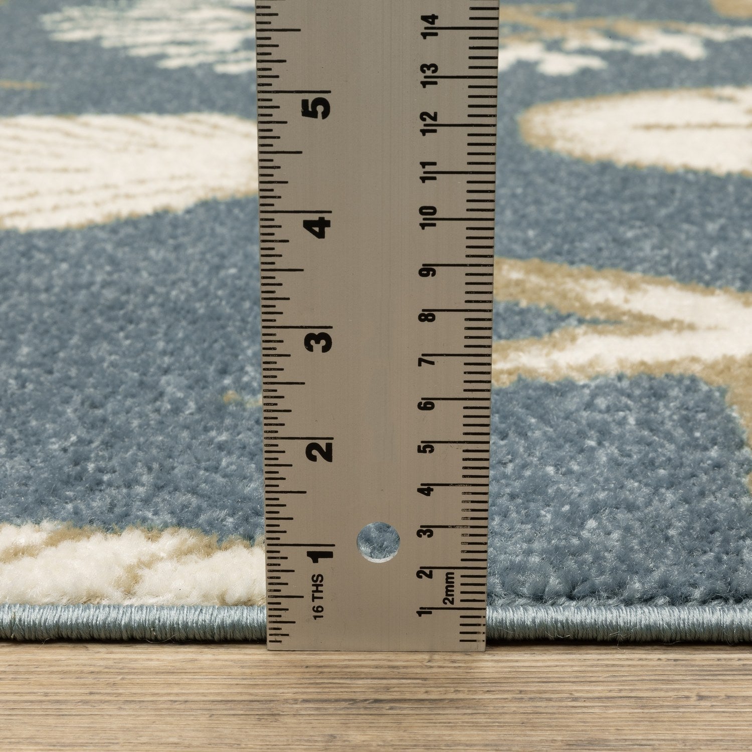 Quinn Seashell Blue Beige Textured Frieze Rug - Quinn QUI01