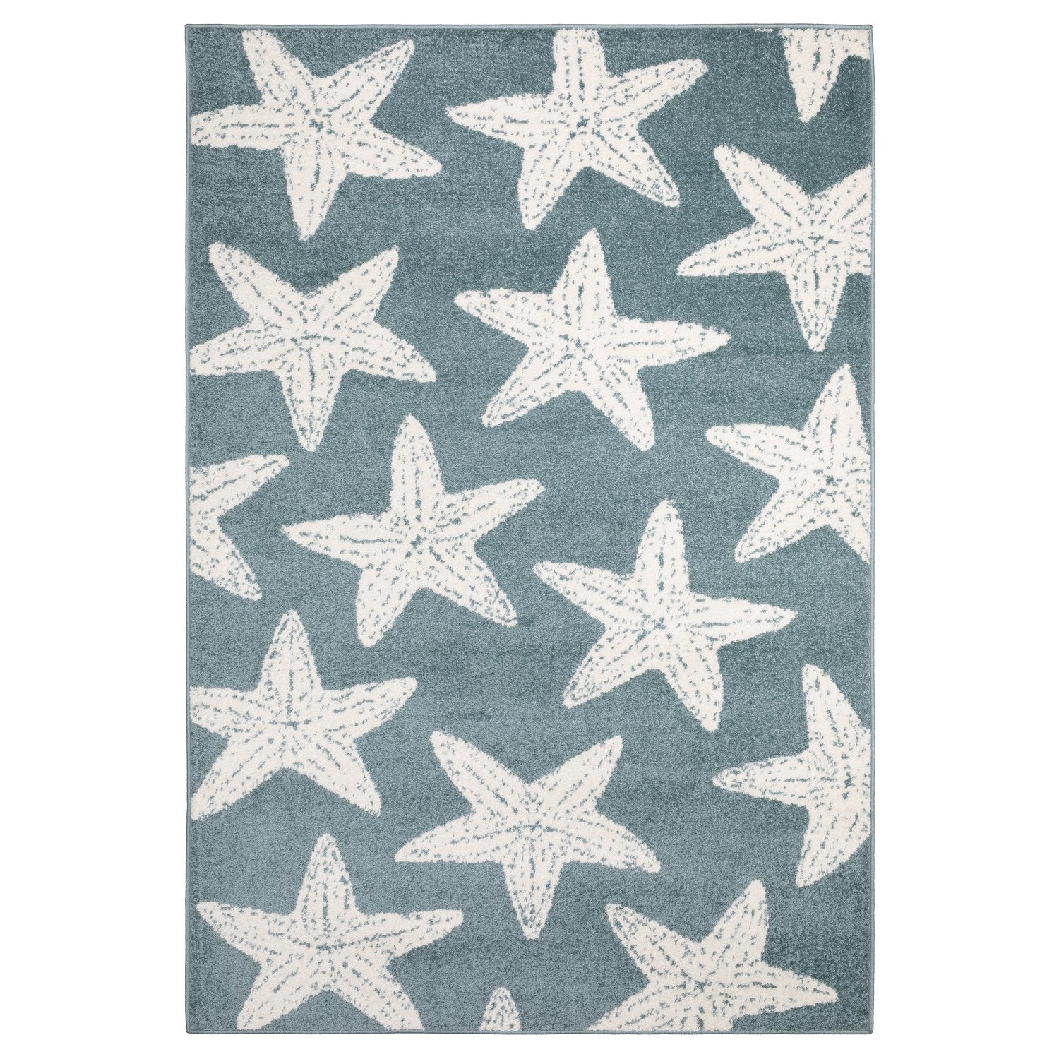Quinn Starfish Blue Ivory Textured Frieze Rug - Quinn QUI02 #_shape=Rectangle