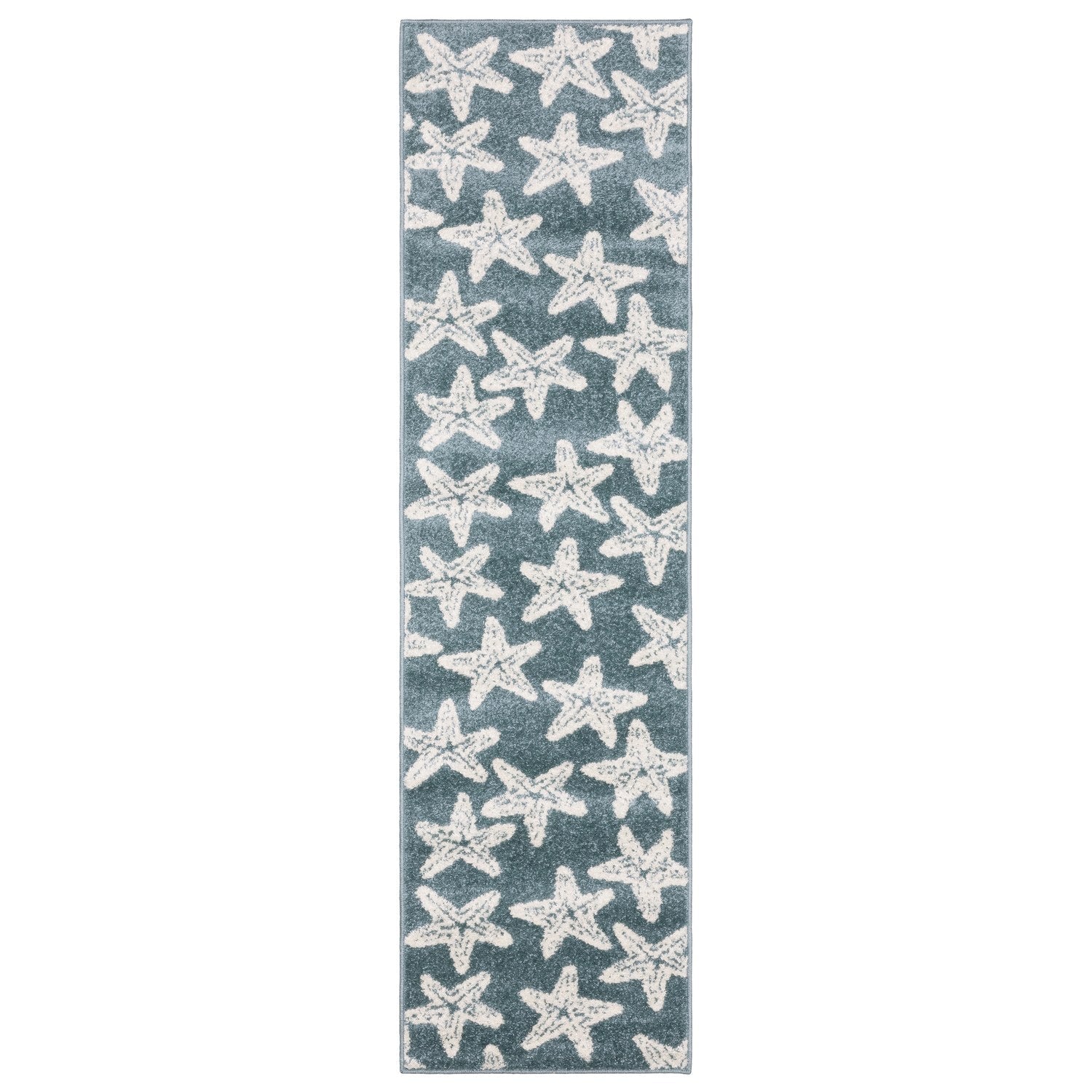 Quinn Starfish Blue Ivory Textured Frieze Rug - Quinn QUI02 #_shape=Runner