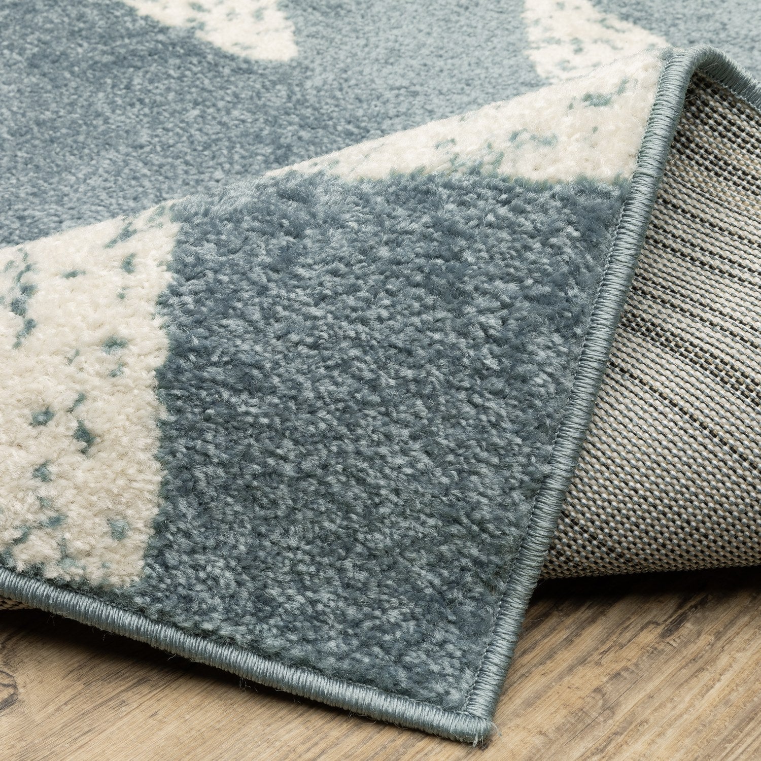 Quinn Starfish Blue Ivory Textured Frieze Rug - Quinn QUI02