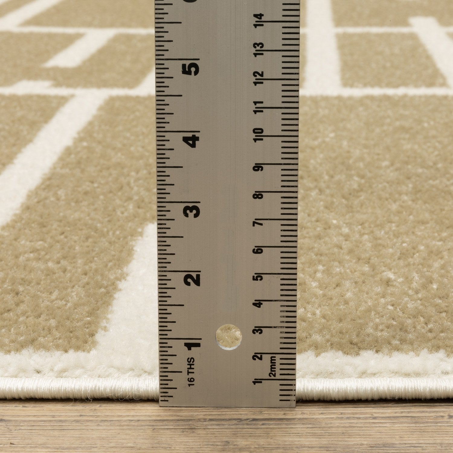 Quinn Broken Grid Beige Ivory Textured Frieze Rug - Quinn QUI04
