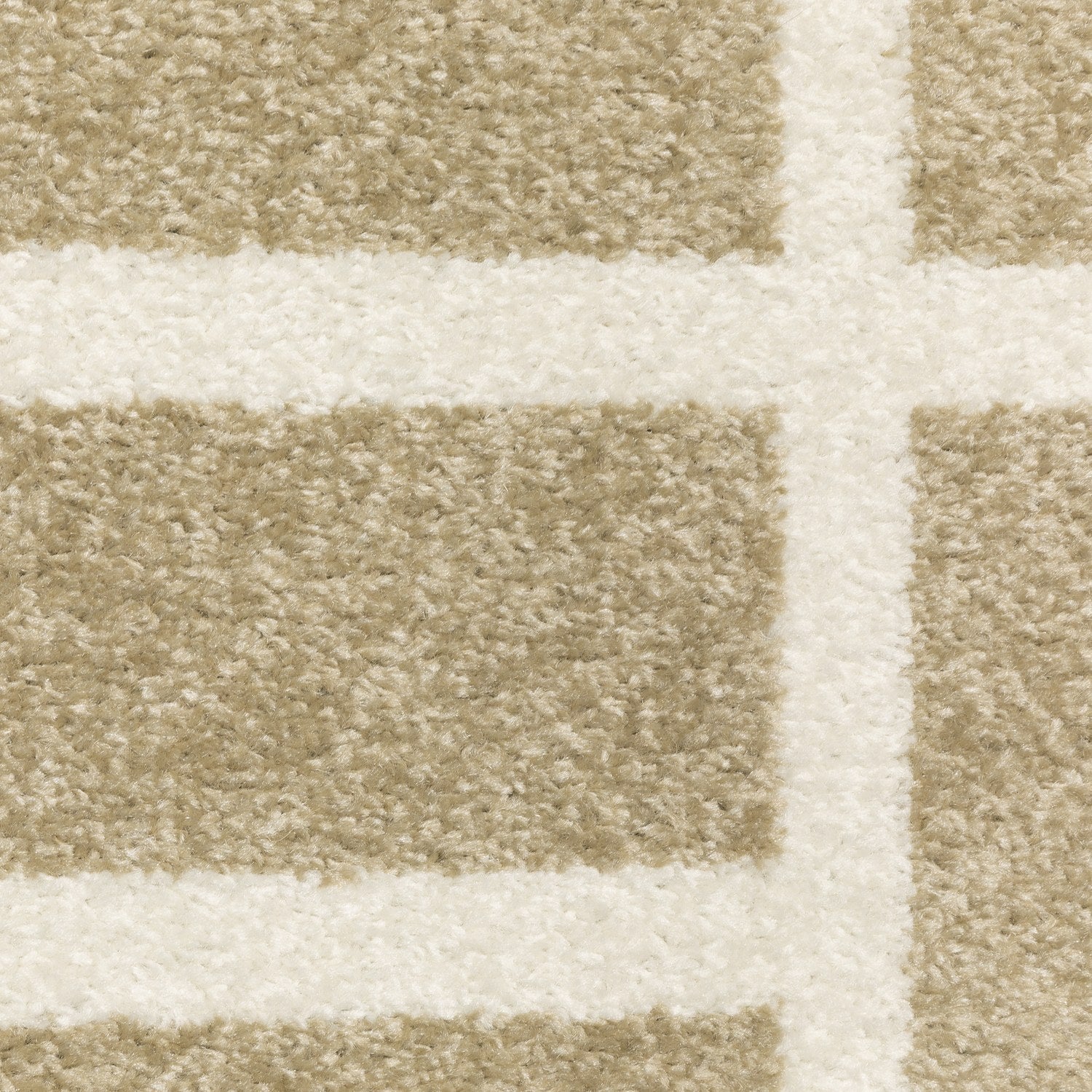 Quinn Broken Grid Beige Ivory Textured Frieze Rug - Quinn QUI04