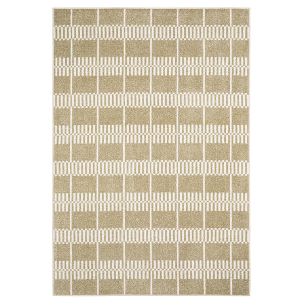 Quinn Block Grid Beige Ivory Textured Frieze Rug - Quinn QUI05 #_shape=Rectangle