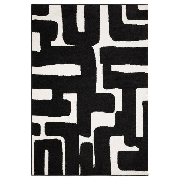 Quinn Maze Black Ivory Textured Frieze Rug - Quinn QUI08 #_shape=Rectangle