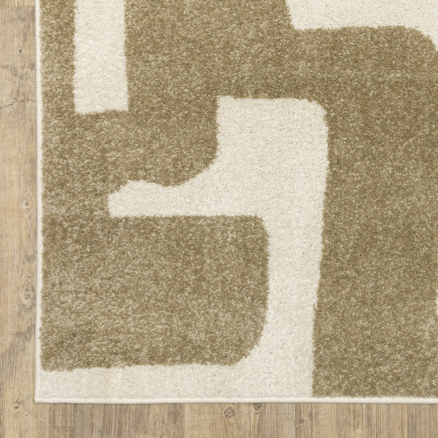 Quinn Maze Beige Ivory Textured Frieze Rug - Quinn QUI09