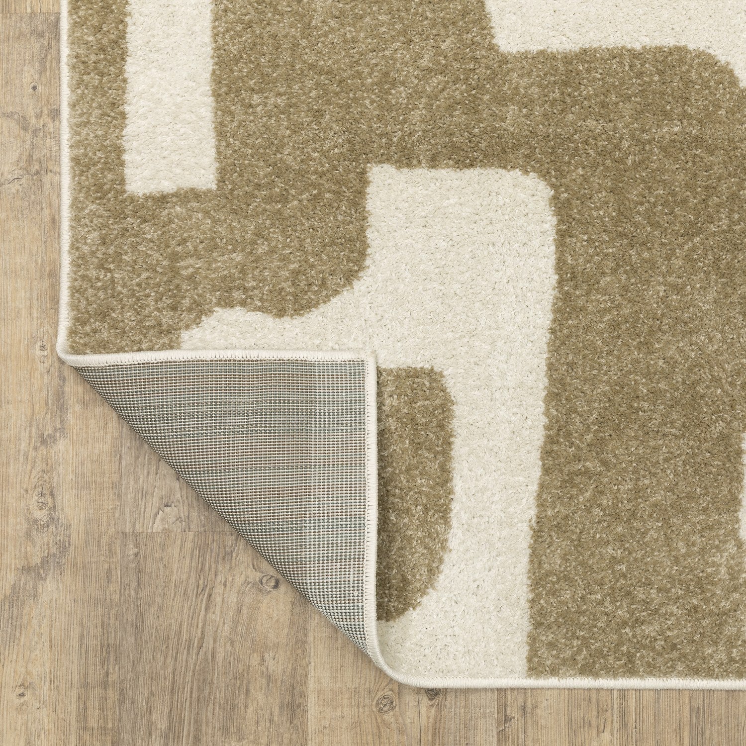 Quinn Maze Beige Ivory Textured Frieze Rug - Quinn QUI09
