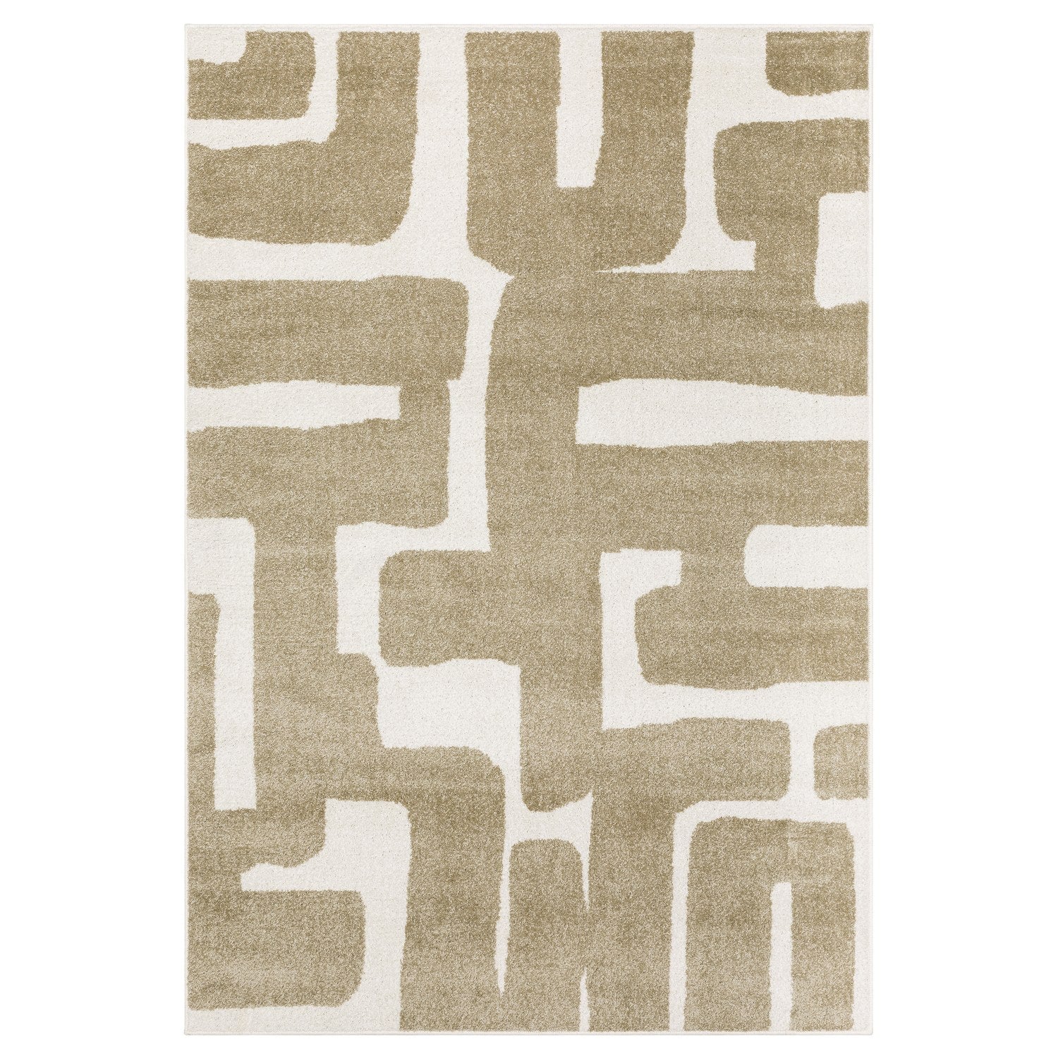 Quinn Maze Beige Ivory Textured Frieze Rug - Quinn QUI09 #_shape=Rectangle