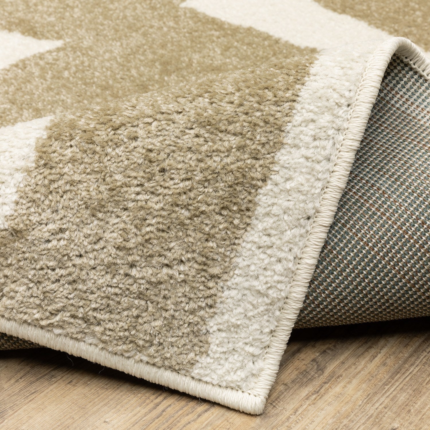 Quinn Maze Beige Ivory Textured Frieze Rug - Quinn QUI09