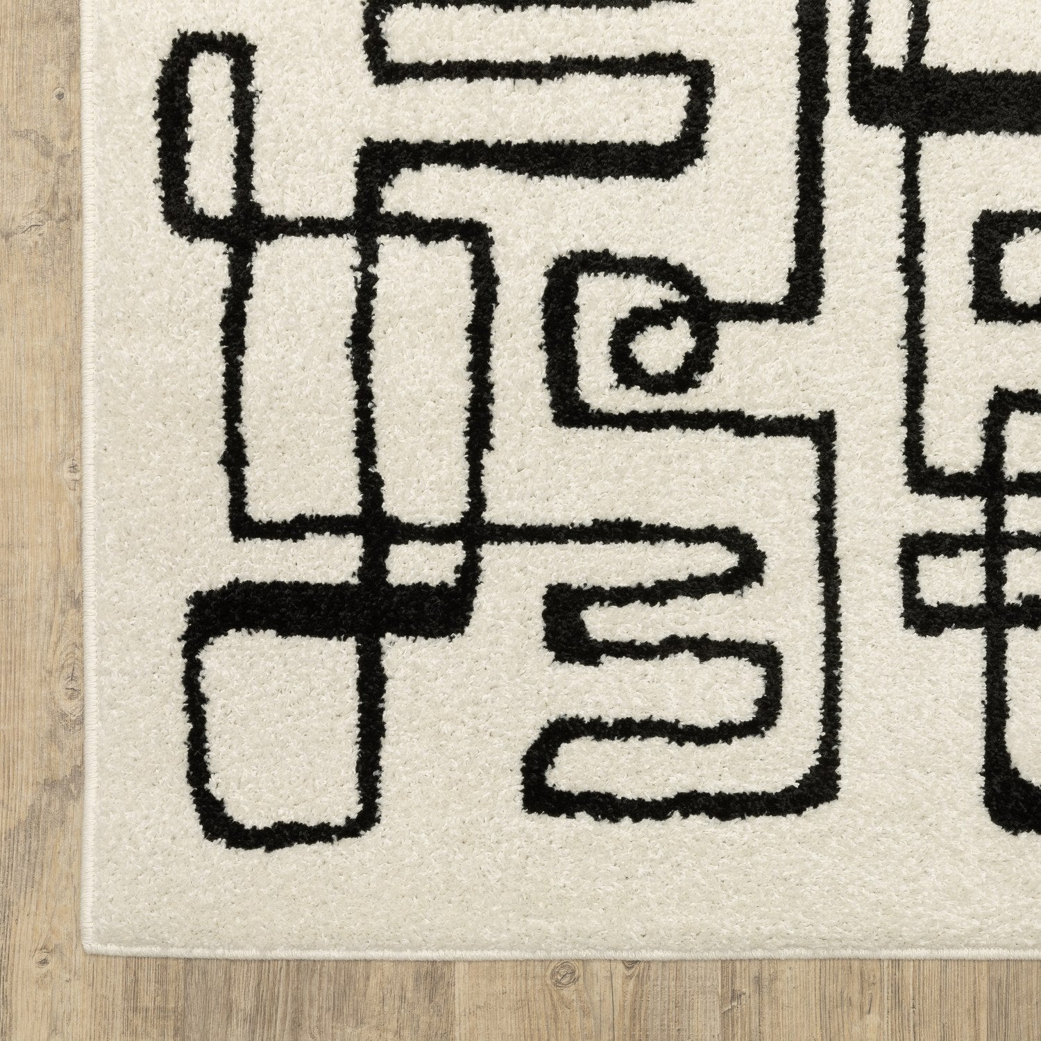 Quinn Doodle Beige Black Textured Frieze Rug - Quinn QUI11