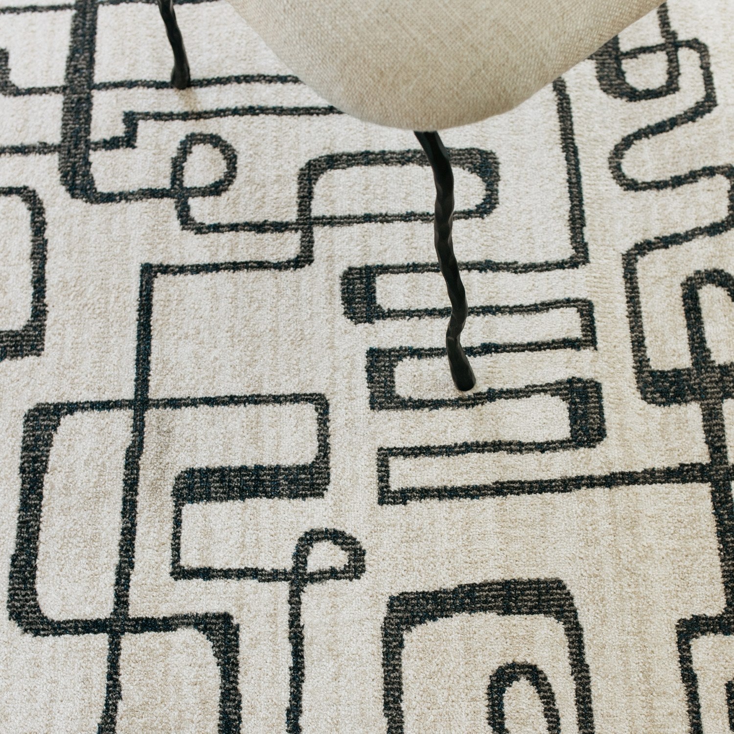 Quinn Doodle Beige Black Textured Frieze Rug - Quinn QUI11