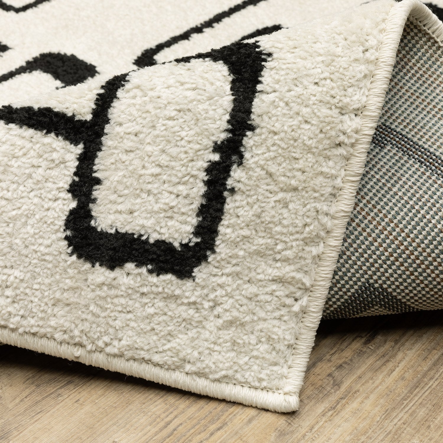 Quinn Doodle Beige Black Textured Frieze Rug - Quinn QUI11