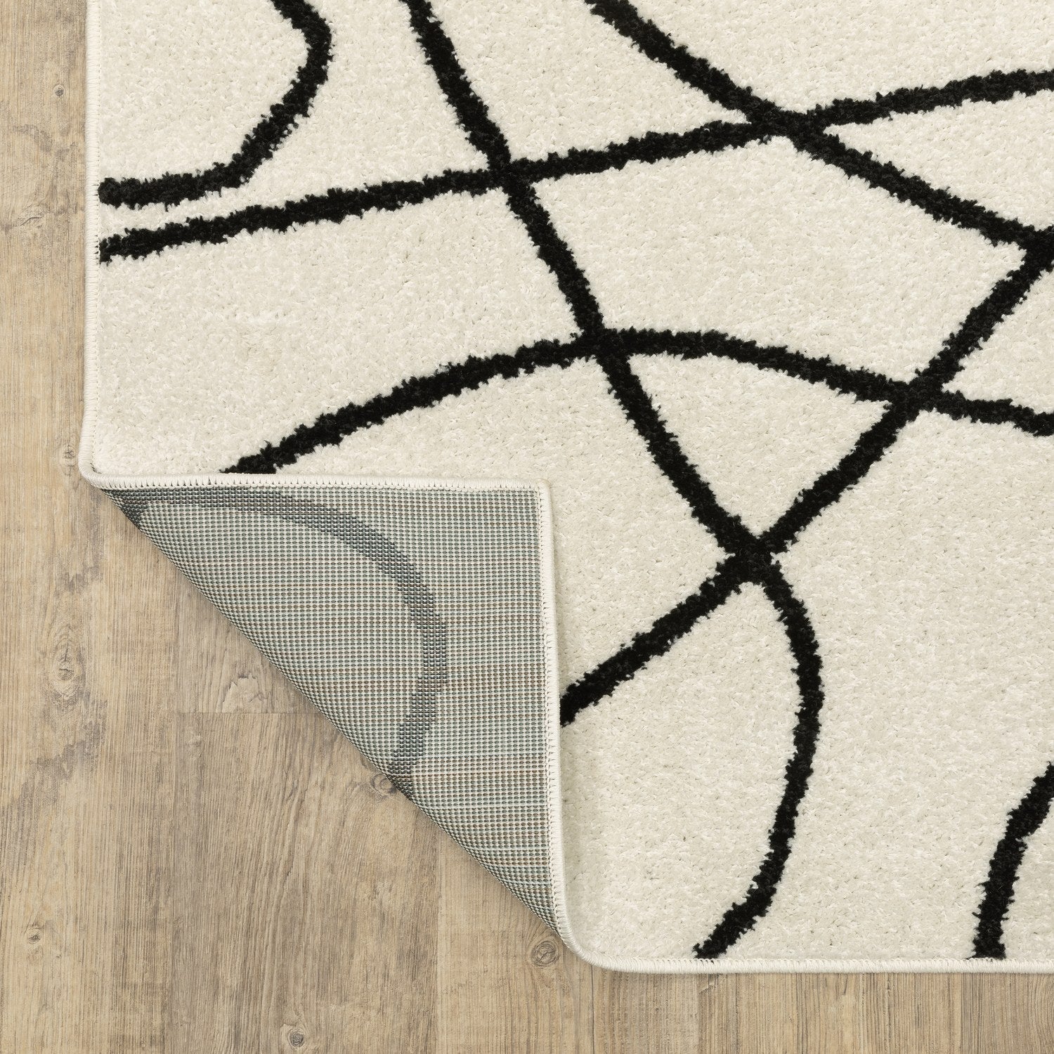 Quinn Scribble Beige Black Textured Frieze Rug - Quinn QUI12