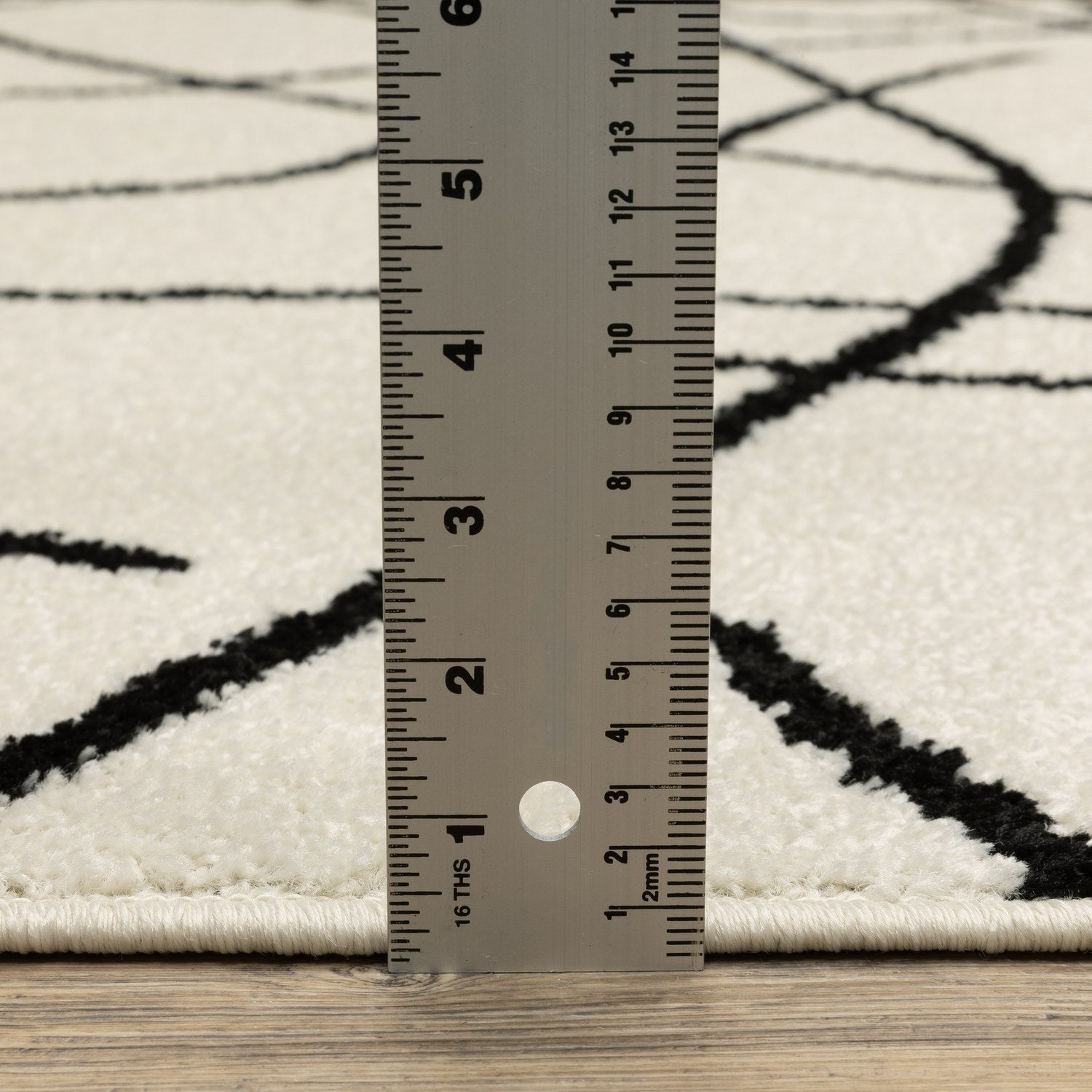 Quinn Scribble Beige Black Textured Frieze Rug - Quinn QUI12