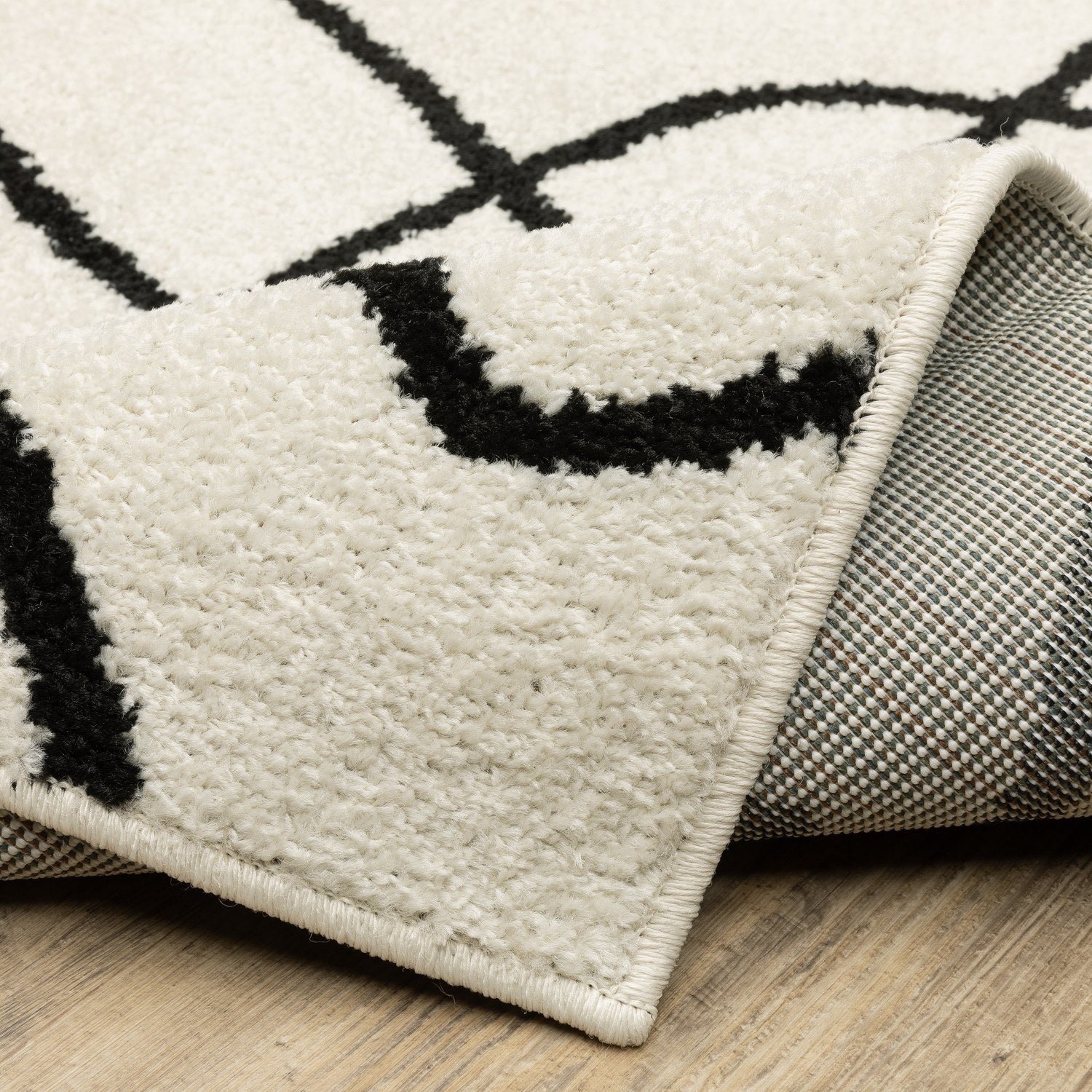 Quinn Scribble Beige Black Textured Frieze Rug - Quinn QUI12