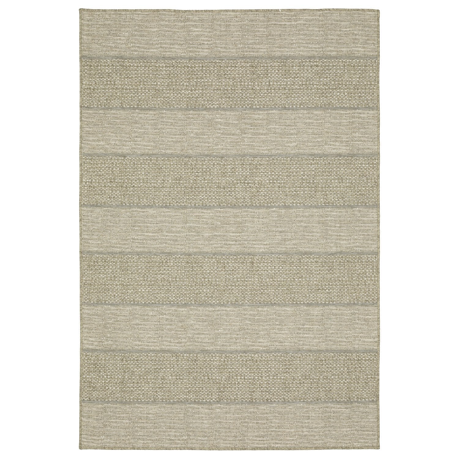 Tortuga Wide Stripe Tan Wool Look Indoor Outdoor Rug - Tortuga TR01A #_shape=Rectangle
