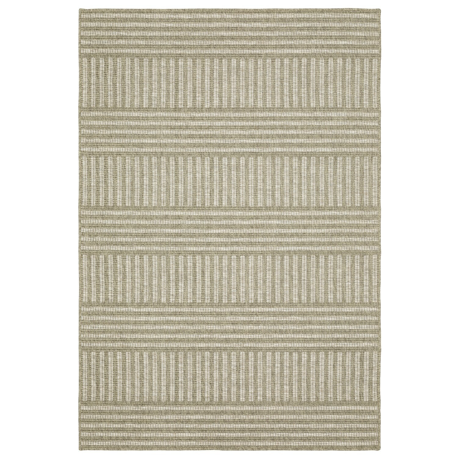Tortuga Mixed Stripe Tan Wool Look Indoor Outdoor Rug - Tortuga TR02A #_shape=Rectangle