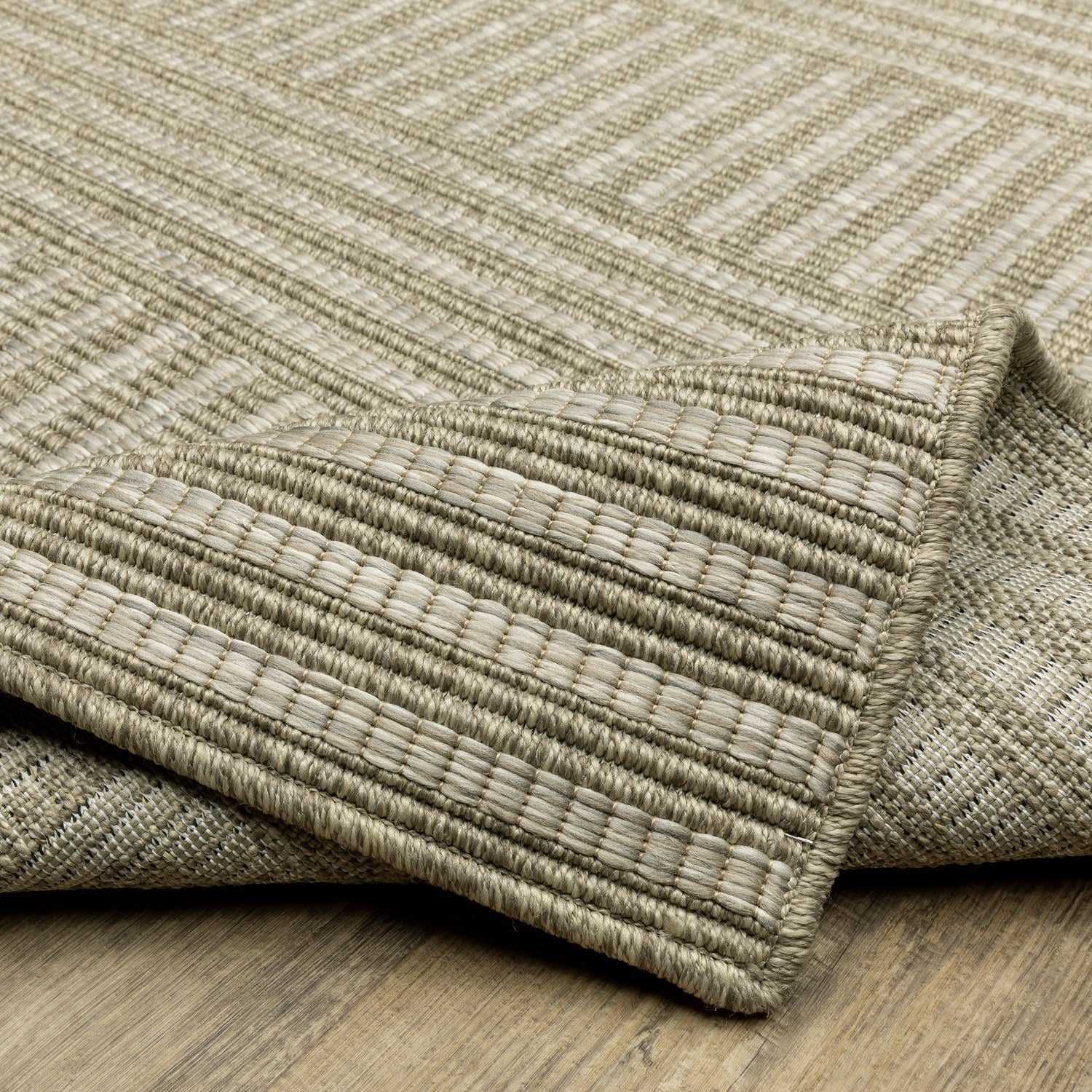 Tortuga Mixed Stripe Tan Wool Look Indoor Outdoor Rug - Tortuga TR02A