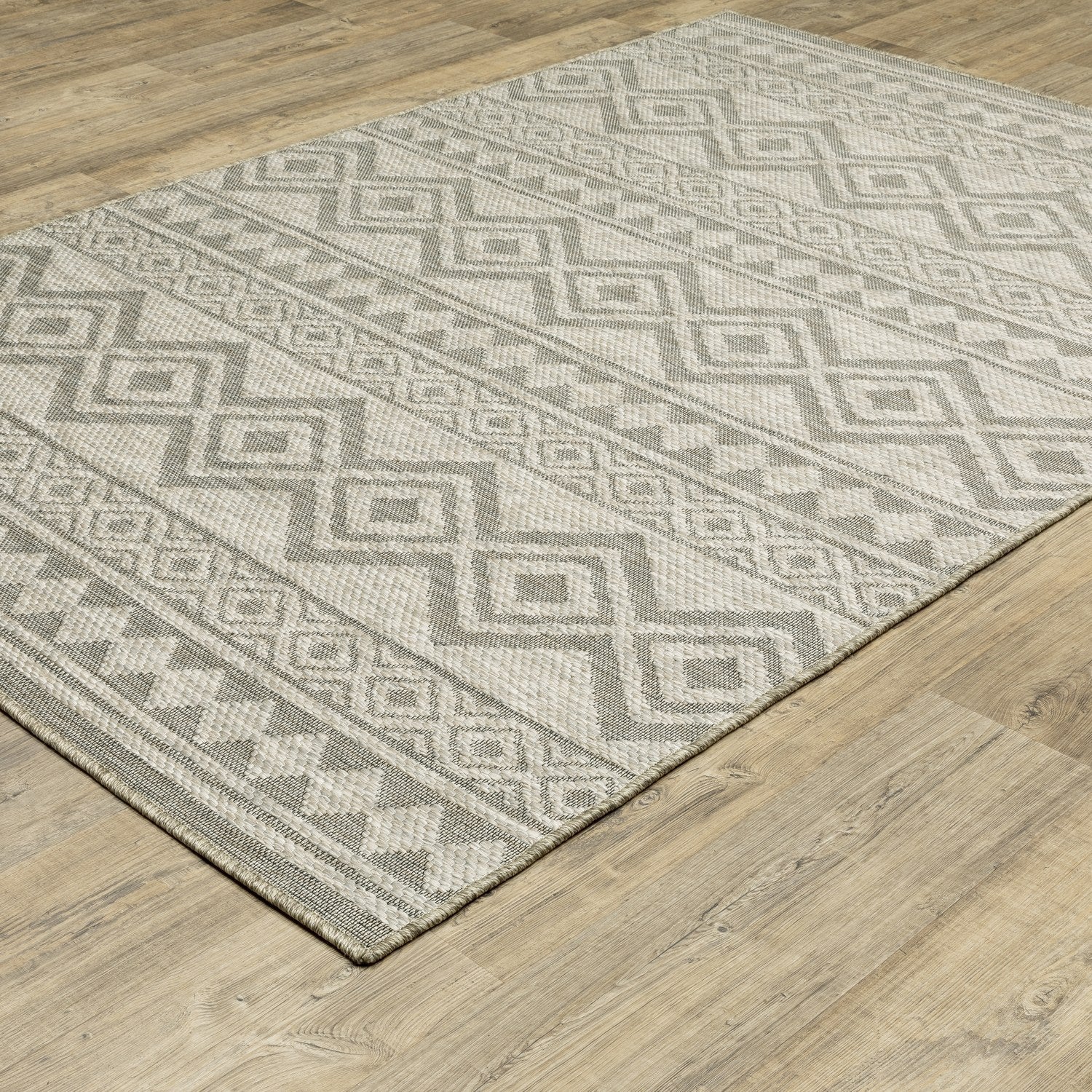 Tortuga Tribal Stripe Tan Wool Look Indoor Outdoor Rug - Tortuga TR03A