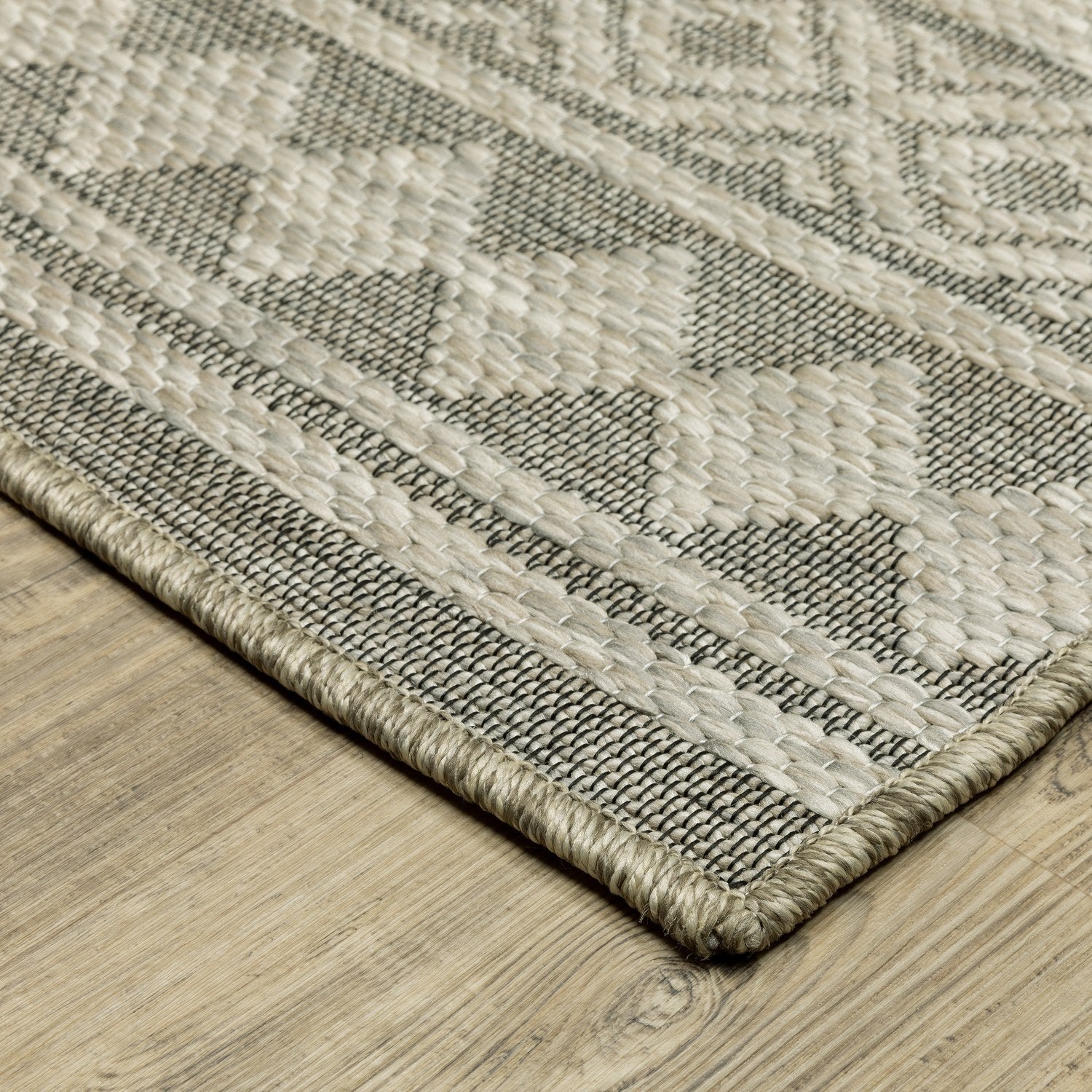 Tortuga Tribal Stripe Tan Wool Look Indoor Outdoor Rug - Tortuga TR03A