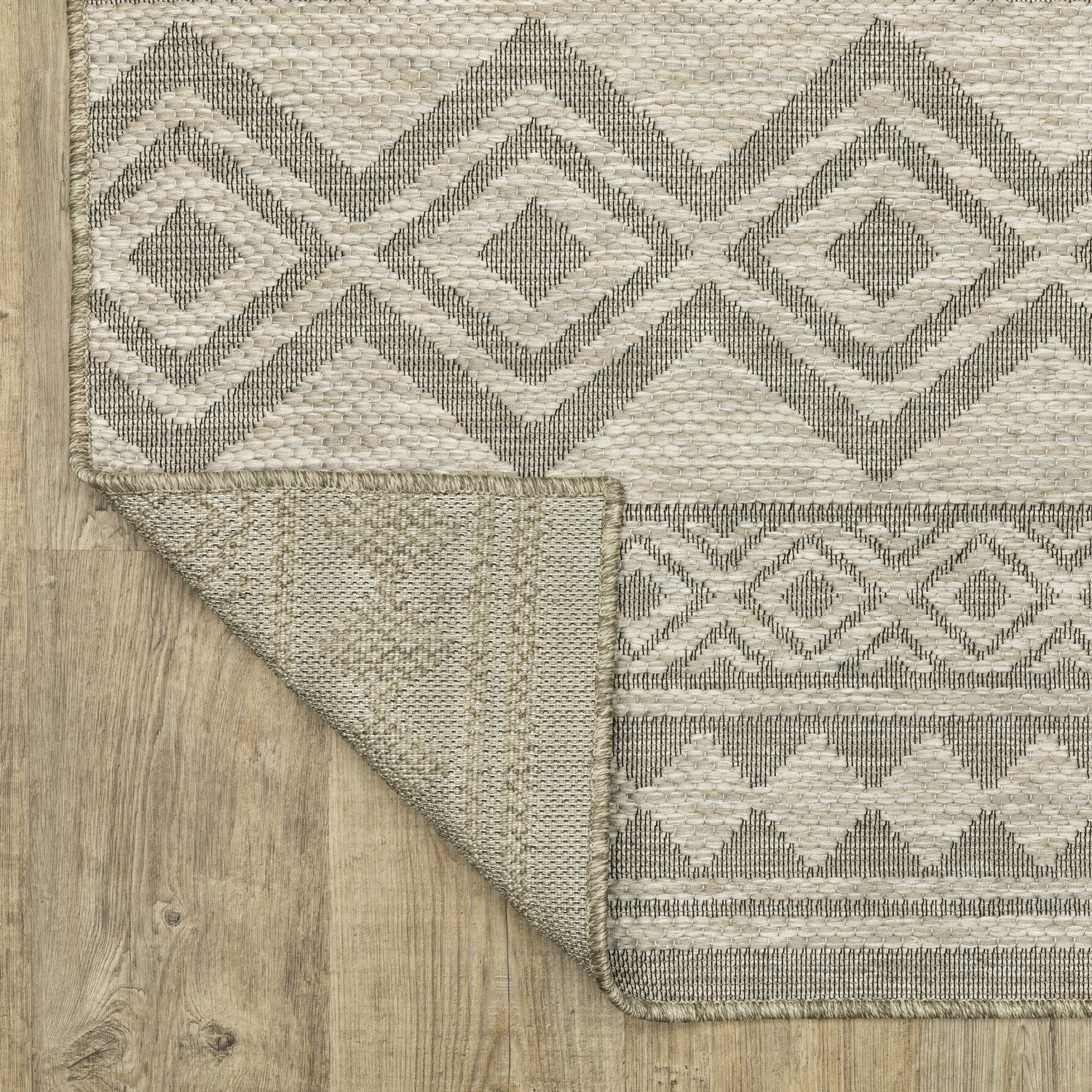Tortuga Tribal Stripe Tan Wool Look Indoor Outdoor Rug - Tortuga TR03A