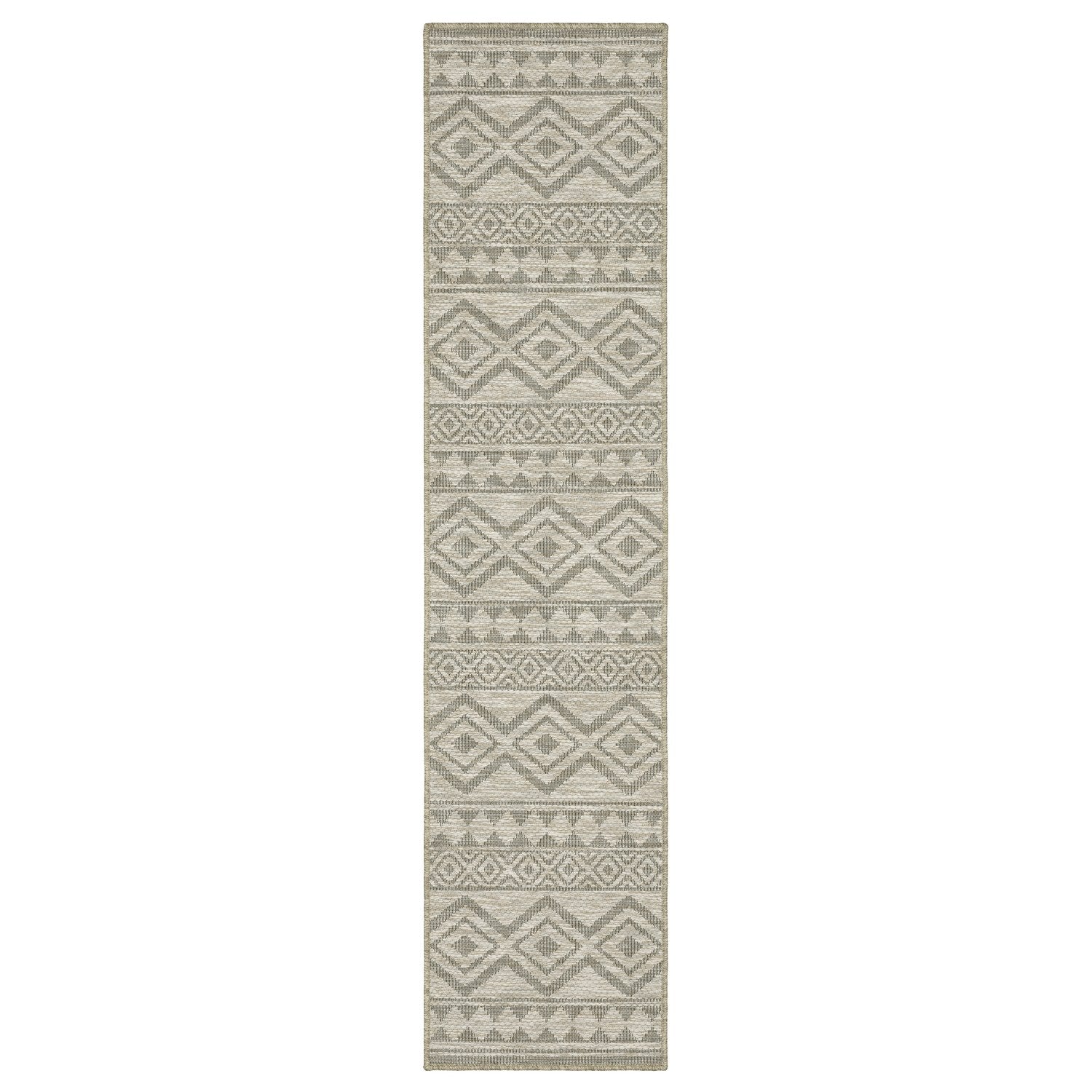 Tortuga Tribal Stripe Tan Wool Look Indoor Outdoor Rug - Tortuga TR03A #_shape=Runner