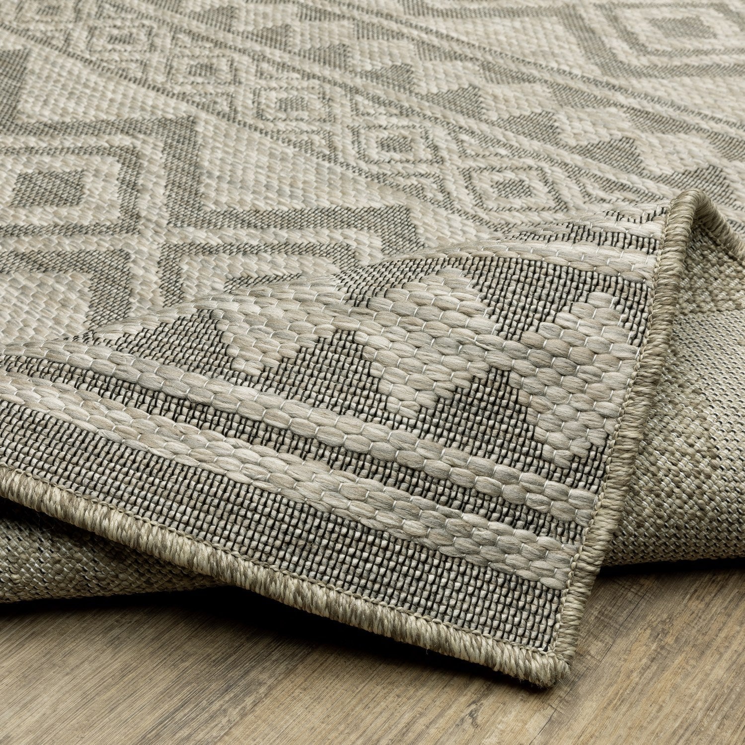 Tortuga Tribal Stripe Tan Wool Look Indoor Outdoor Rug - Tortuga TR03A