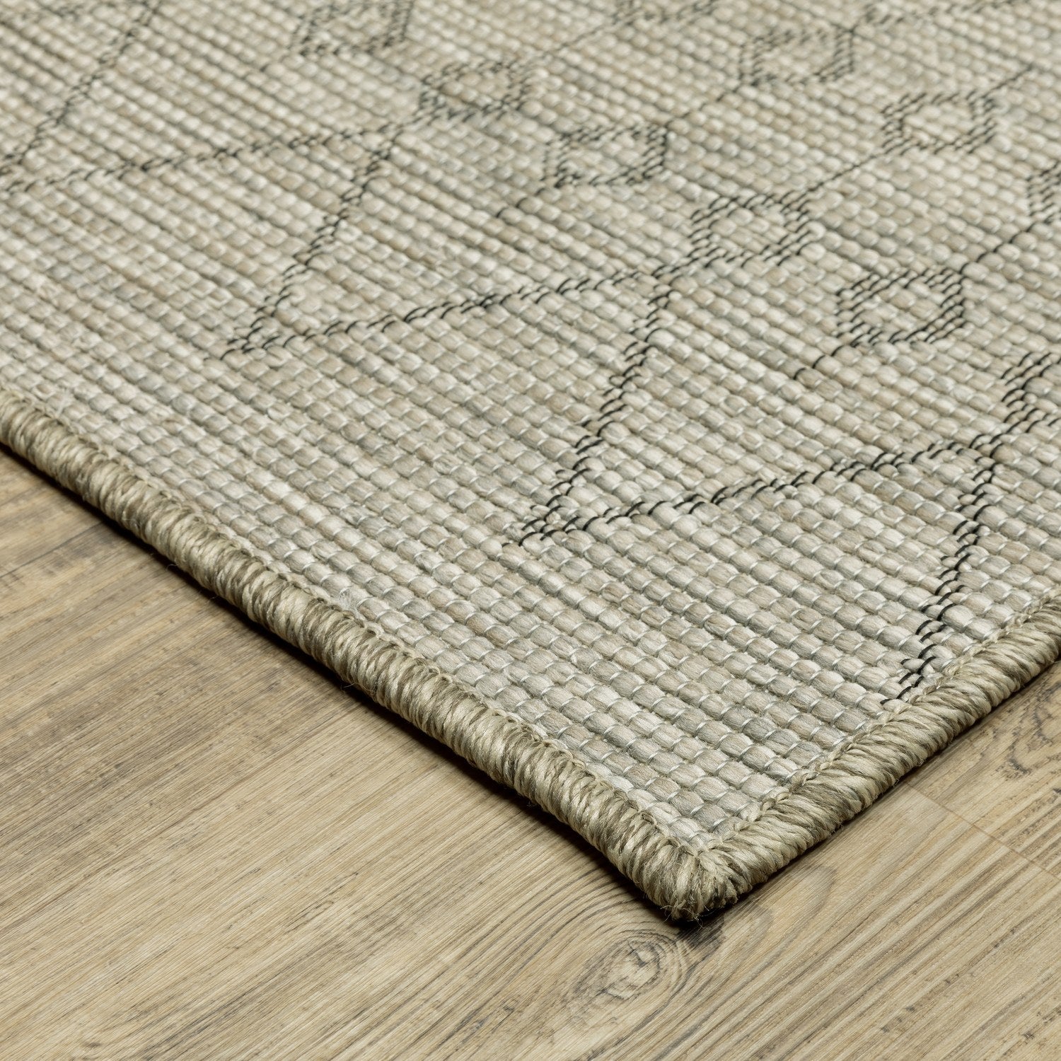 Tortuga Diamond Trellis Tan Wool Look Indoor Outdoor Rug - Tortuga TR04A