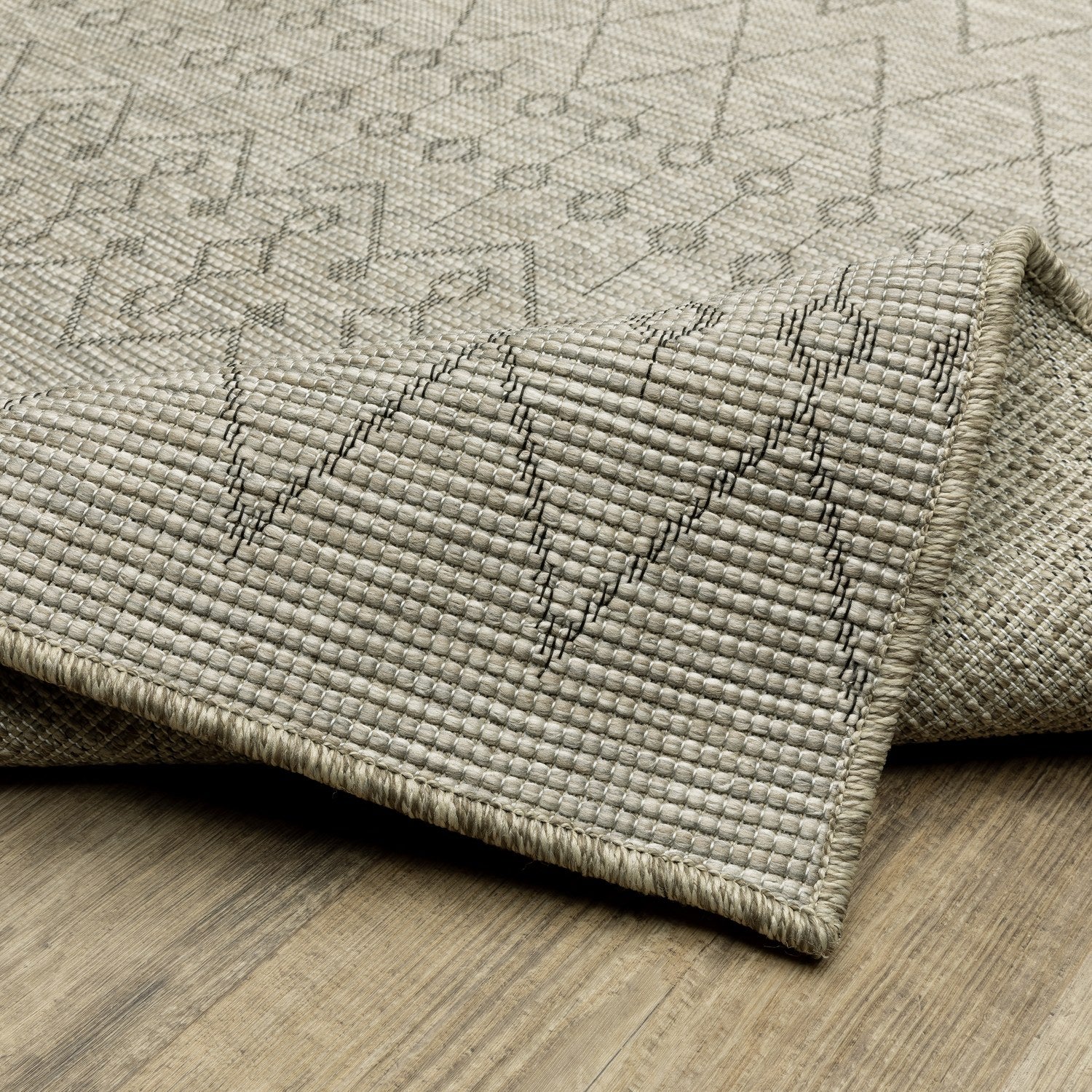 Tortuga Diamond Trellis Tan Wool Look Indoor Outdoor Rug - Tortuga TR04A